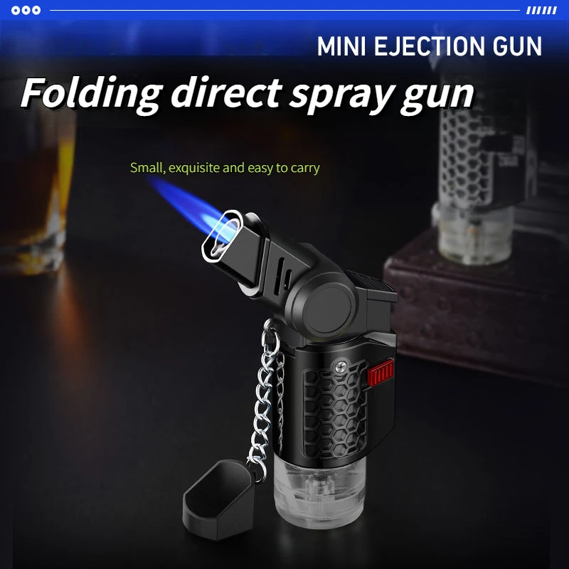 

The Latest Direct-injection Small Welding Gun with 360° Ignition, High-quality Visible Transparent Gas Chamber Windproof Lighter