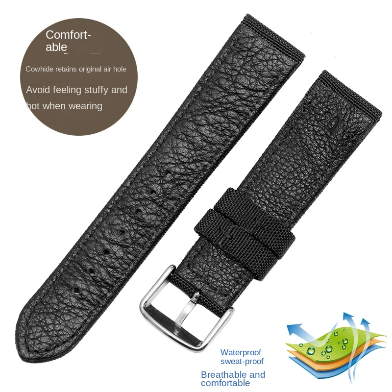 Universal 19 20 22 23 24mm para Tissot seiko SKX007 timex CITIZEN correa de reloj deportivo de nailon pulsera de cuero de lona para hombre