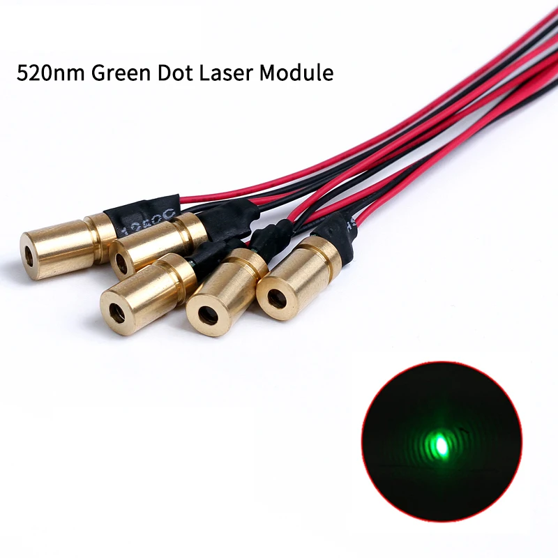 

Glass Lens Fix Focus / Focusable D6x10mm 520nm 1mw 5mw 10mw Green Dot Laser Module Copper Head Industrial Grade APC Driver