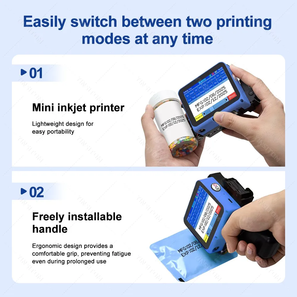 12.7mm Handheld Inkjet Printer Mini Portable Batch Code Date Number Logo Expiry Date Label Printer with 25 Languages ink Ribbon