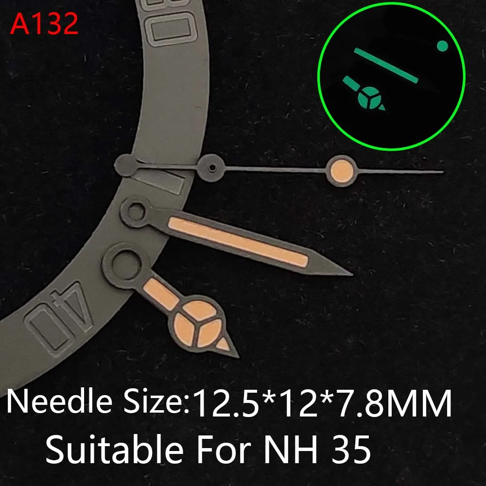Kit di modifica luminosa per NH35 caliber A130 ~ A136 lancette dell'orologio, orologio NH35 lancette luminescenti verdi Super luminose