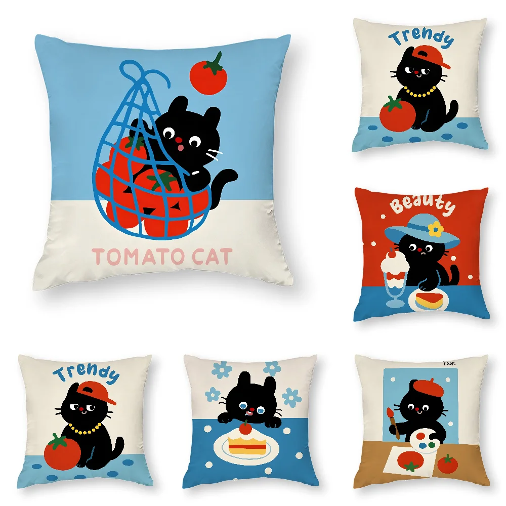 

Cartoon Cat Pillow Case 3D Print Polyester Fiber 40*40 cm Home Sofa Throw Pillow Cover Decoration Festival Gift