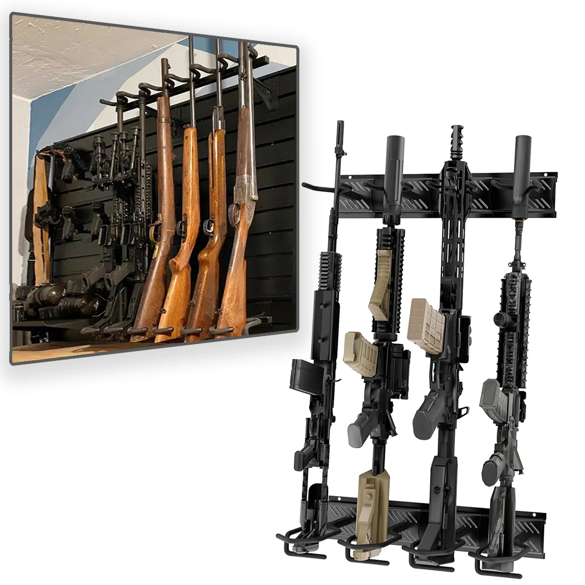 

Gun Display Metal Gun Rack Wall Mount Vertical Rifle Shotgun Gun Rack 3-Slot Indoor Hunting Airgun Tactical Storage Rack