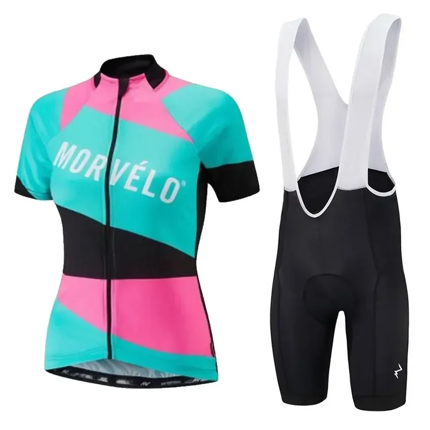 Morvelo 2024 Woman Cycling Jersey Set Pro Bicycle Sportswear Bike Clothes Shorts Sleeve Cycling Clothing Maillot Ropa Ciclismo