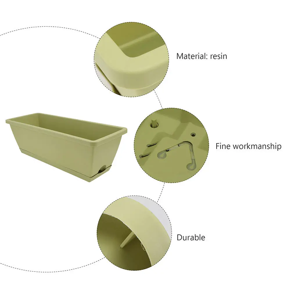 2 pçs engrossado retangular legumes vaso de flores durável plantio calha para varanda jardim respirável berçário bacia resina