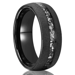 Black sandblasted meteorite 8mm tungsten carbide ring for men and women wedding engagement ring anniversary gift unisex