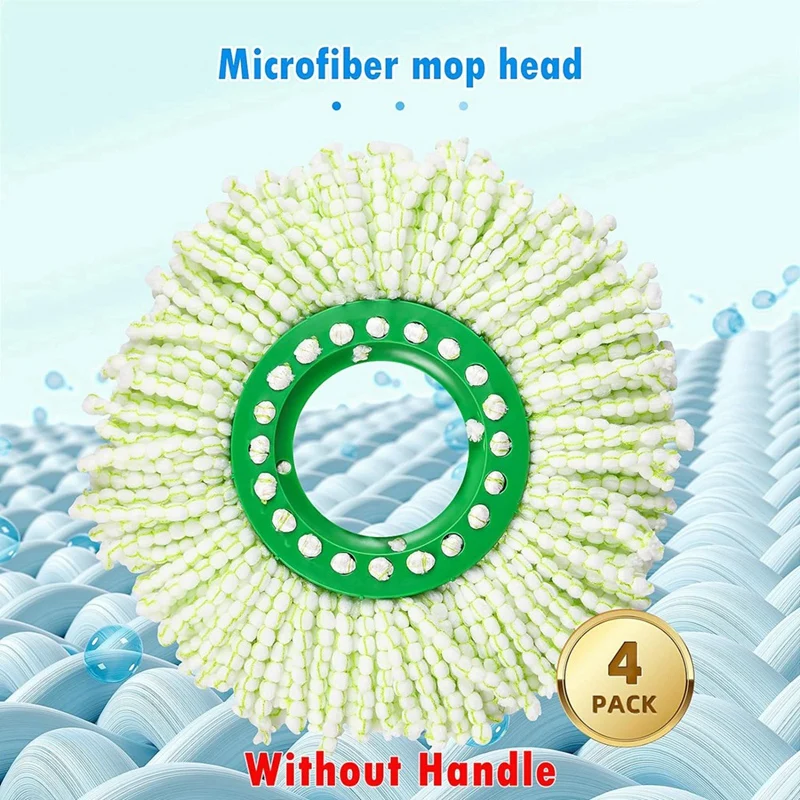 4 عبوات من رأس استبدال الممسحة الدوارة لنظام الممسحة الدوارة Libman Tornado، رأس ممسحة دوارة مستديرة كبيرة من الألياف الدقيقة