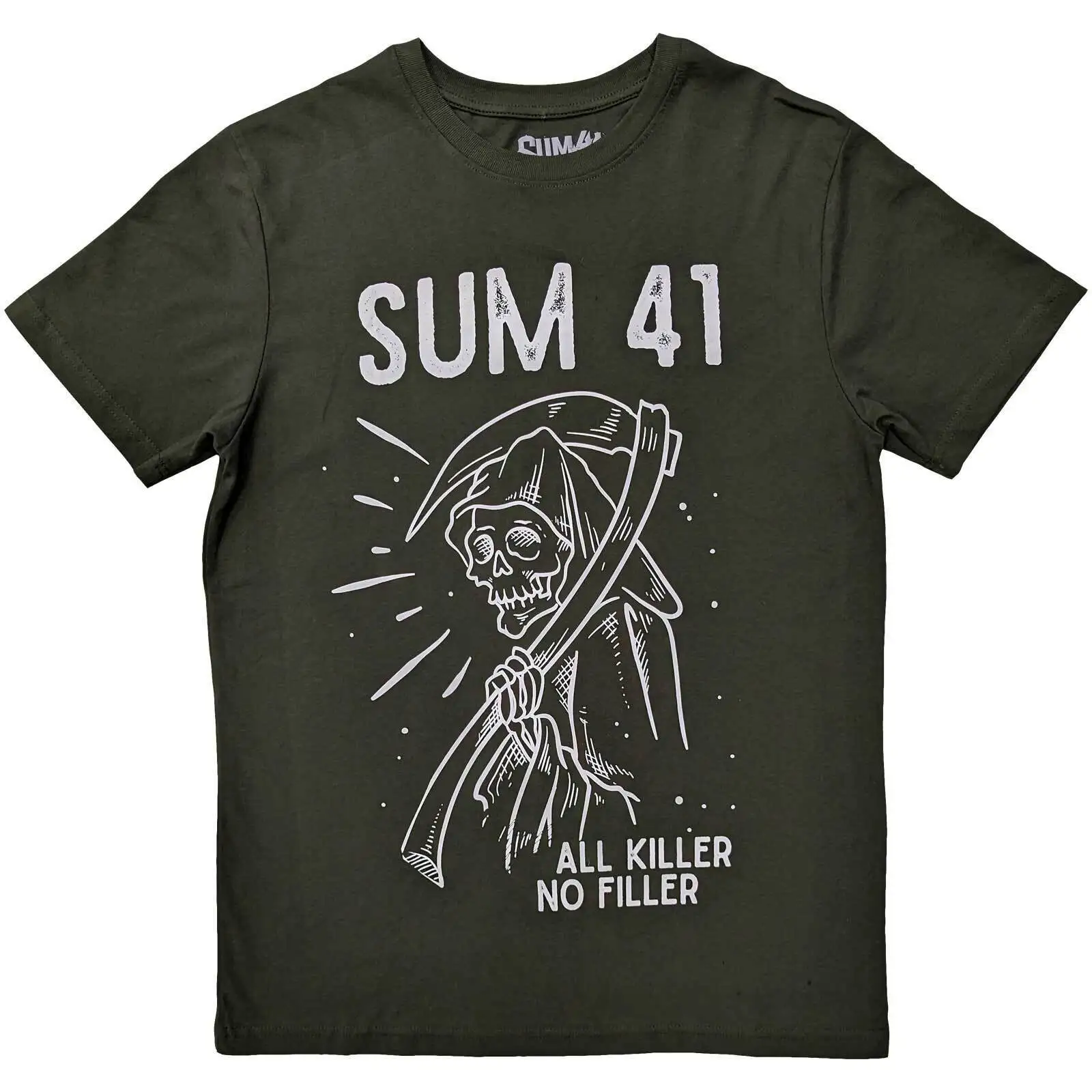 Sum 41 T Shirt All Killer No Filler Reaper Rock Official Green New