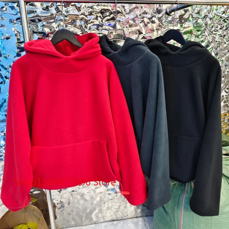 

Oversized Fleece Hoodie Heavyweight Winter Sweatshirt KANYE YZY Loose Fit Warm Pullover Casual Solid Color