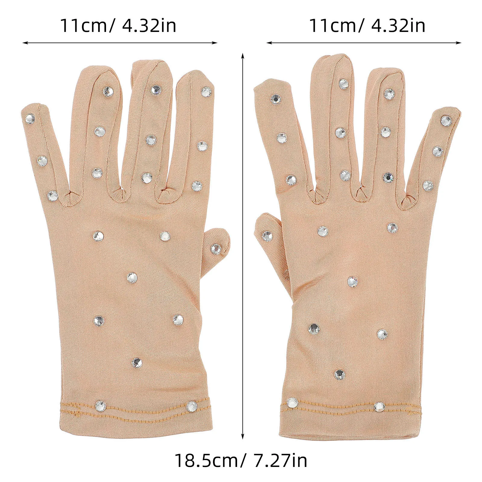 1쌍 피겨 스케이팅 미끄럼 방지 장갑 프리미엄 라인스톤 디자인 열 성능 무대 음악 축제용 미끄럼 방지