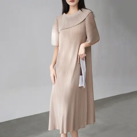 2025 ग्रीष्मकालीन मियाके प्लीटेड ड्रेस महिलाओं की कैज़ुअल ढीली ड्रेस 8 best sales मियाके पोशाक - №8