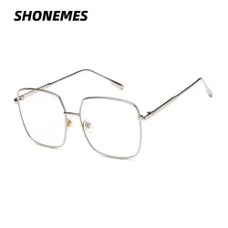 SHONEMES Oversized Square Eyeglasses Women Men Retro Design Plain Glasses Frame Gold Silver Black for Unisex
