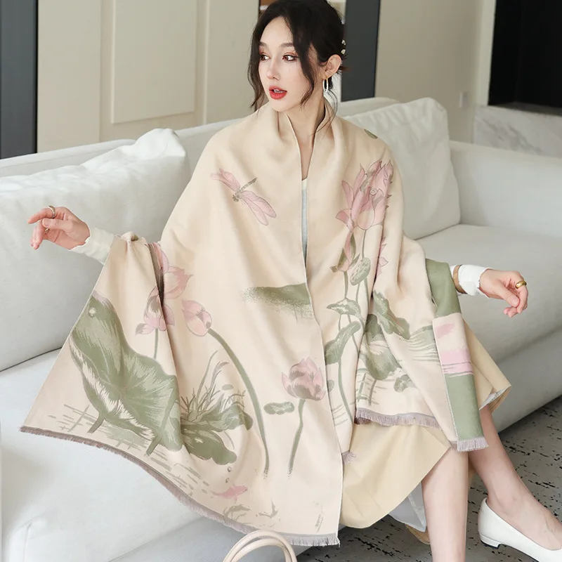 

Brand Scarves Women Autumn Winter New Warm Scarf Cashmere Pashima Shawl All-match Travel Thick Blanket Reversible Wrap