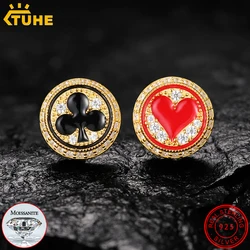 D Color Moissanite Poker Push Pandent Earrings 925 Sterling Silver Diamond Earrings For Women Man Fine Couple GRA Jewelry Gifts