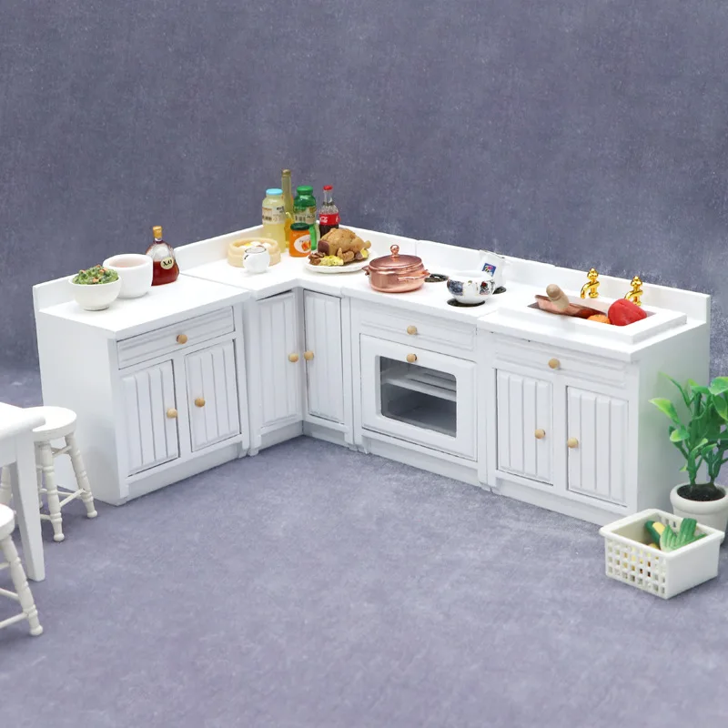 1:12 Dollhouse Miniature Kitchen Set, Pink Cooking Stove for Dollhouse Decor