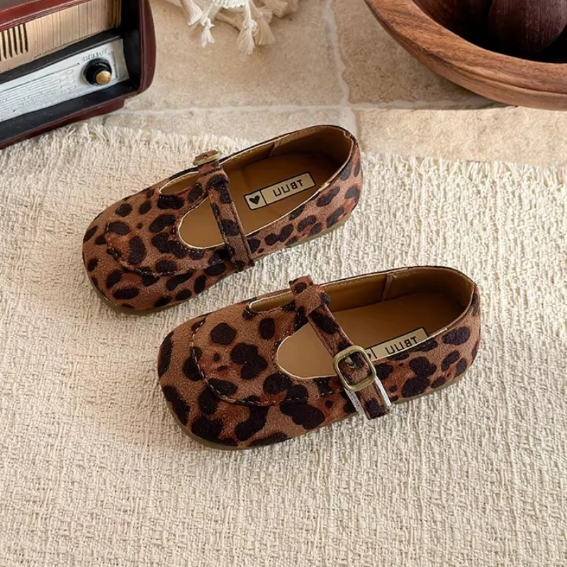 Girls Buckle Strap Shoes Kids Suede Mary Jane Shoe Flat 2026 Autumn new Toddler Child Walking Footwear Size 21-30 for 2-6 Years