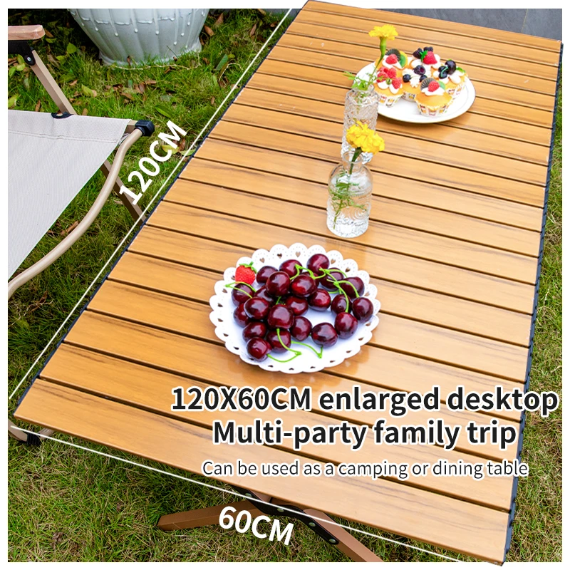 2024 New Outdoor Folding Table and Chair Set Solid Wood Egg Roll Table Travel Omelet Table Camp Vacation Tent Picnics Furniture