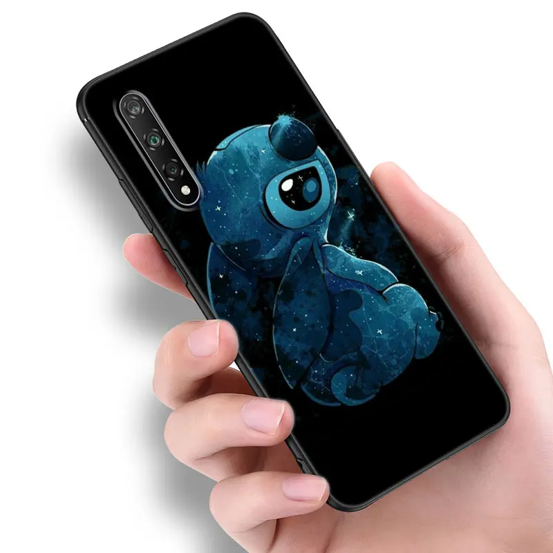 Cute Kawaii Stitch Phone Case For Huawei Y6 Y7 Y9 Prime Y5 2018 2019 2020 Y5P Y6P Y7P Y8P Y6S Y8S Y9S Y7A Y9A Soft Black Cover