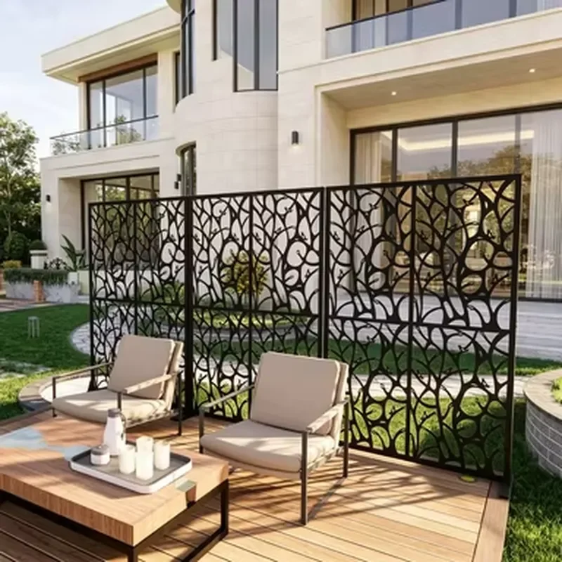 Decorative Laser-cut Aluminum Alloy Waterproof Room Dividers for Outdoor Privacy Partition Art Deco Design