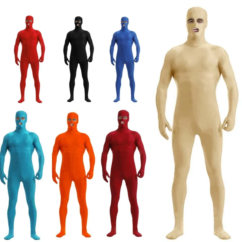 Men's Full Body Spandex Jumpsuit Zentai Costume Bodysuit Open Eyes and Mouth Body Skin Tight Body Suit Cosplay Adult Kids