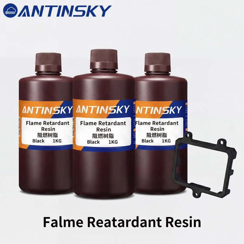 Antinsky Flame Retardant Resin Black 1KG Fire Safe Photopolymer Resin For Electronic Structural Parts 3D Printing