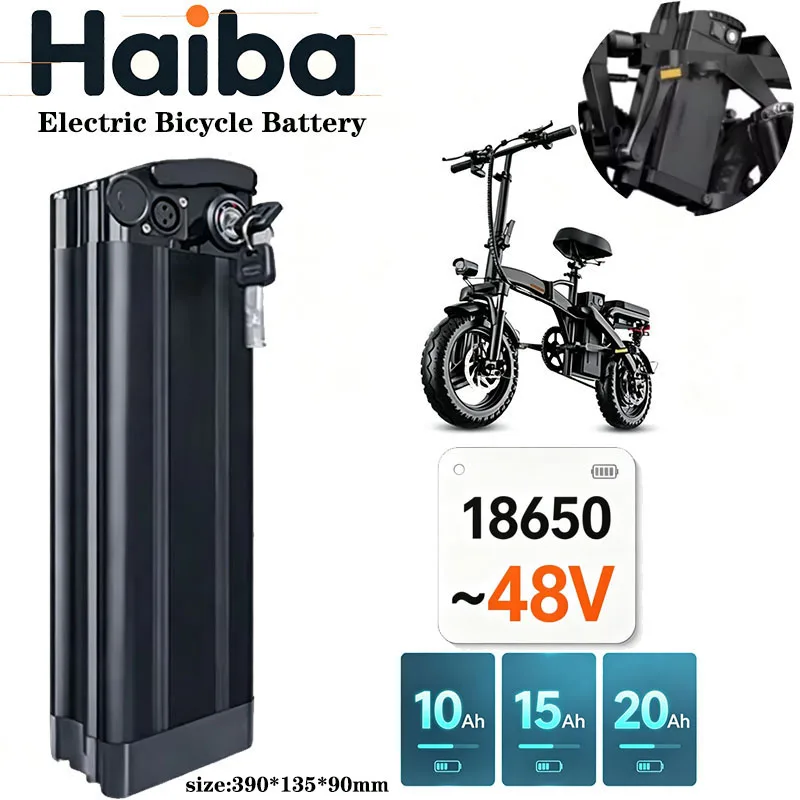 Silverfish-Batterie Pour Vélo Électrique, 48V,,20Ah, 15Ah, 10Ah, Batteries Haute Capacité, Cellules 18650 Puissance 500-2000W