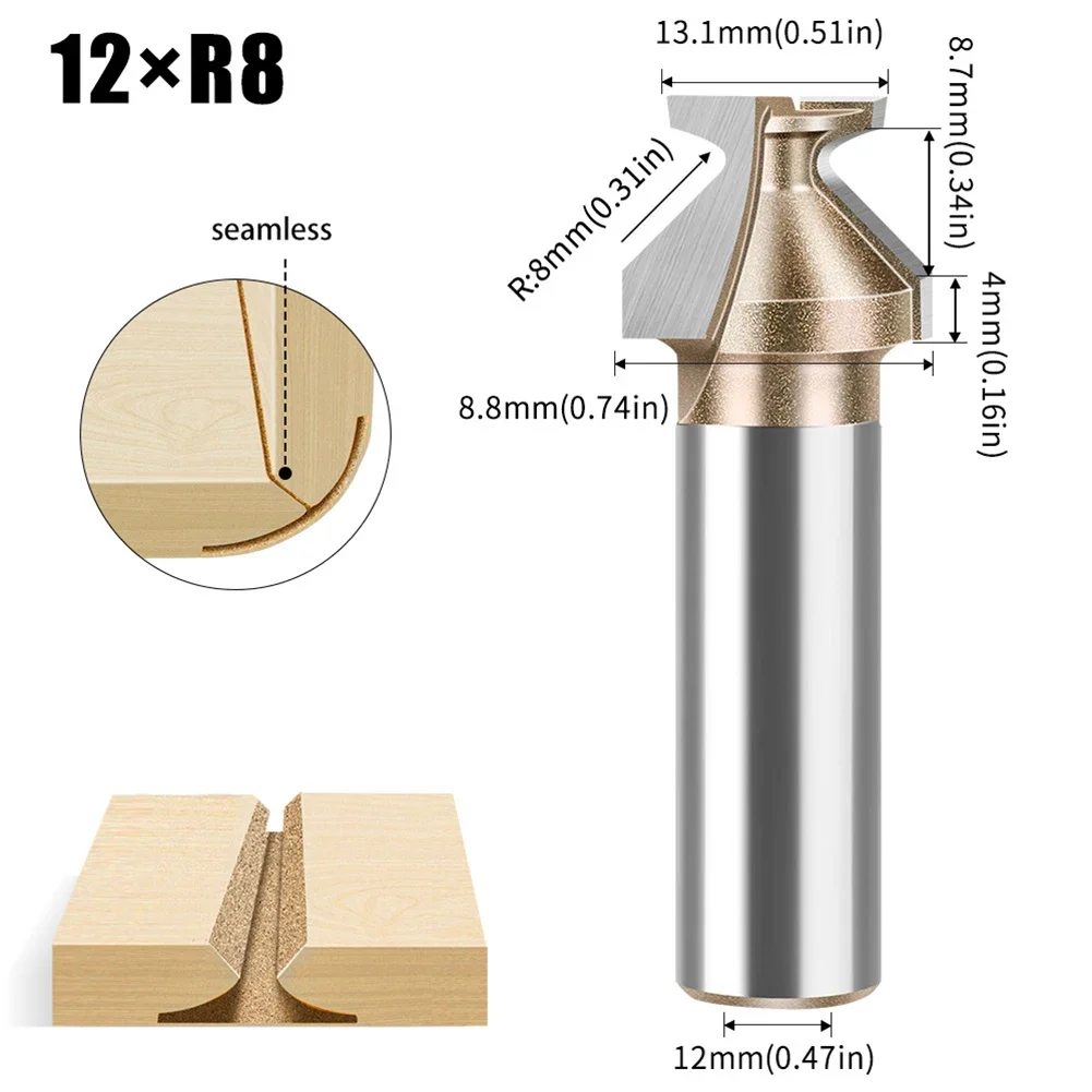 1pc R8 Arcs Bending Integrated Milling Cutter 1/4'' 1/2'' 8MM 6MM 12MM Shank Router Drill Bit For Smooth Router Bits Seamless