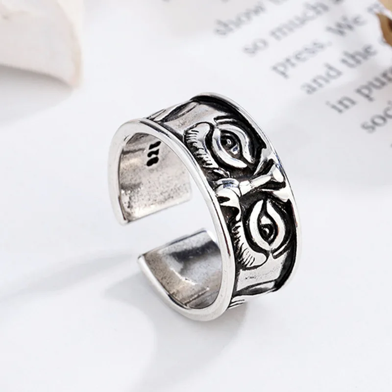 SALONGFANG Men Retro Hip-Hop Personality Ring Punk Fashion Rings for Women Gothic Engraved Demon Eye Retro Hipster Ring