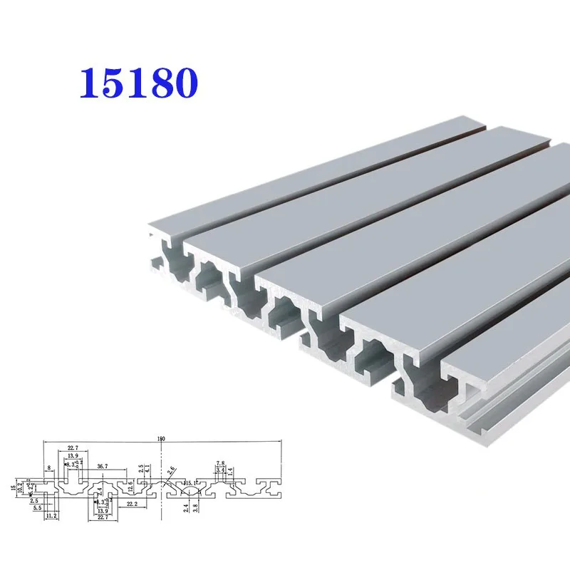 1Pcs 15180 T‑Slot Aluminum Profile 6063‑T5 Anodized 100‑1000mm Extrusion Linear Rail DIY CNC 3D Printer Workbench Frame Parts