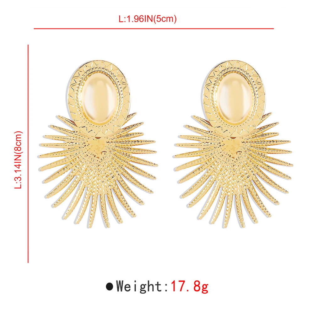 Fashion Exaggerated Fan-shaped Earrings For Women Creative Design Geometric Metal Earrings Dangle Ladies Items Street Jewelry