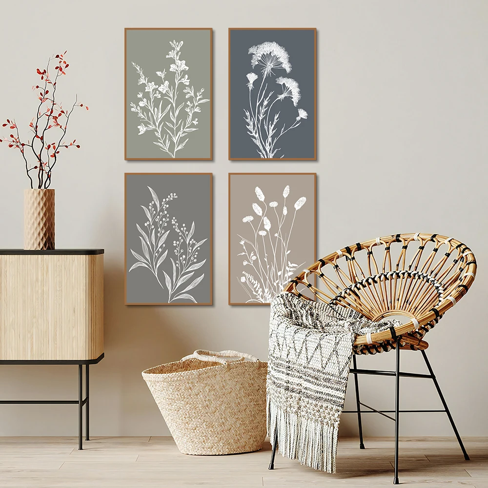 

1pc Bohemian Floral Print - unFrame Wall Decor, Vintage Farmhouse Style Floral Poster, Country Style Home Decor,Plant Decoration