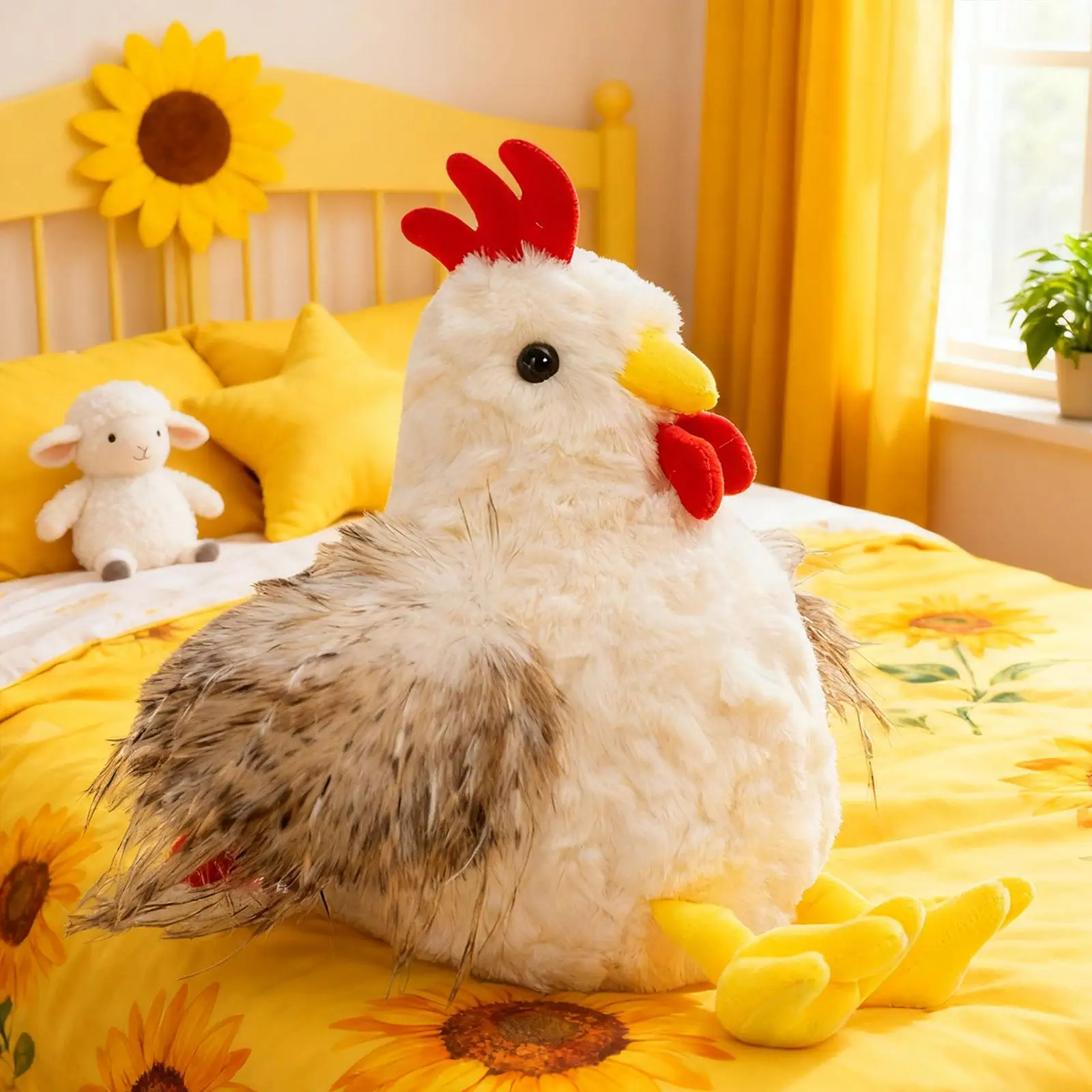 Pluszowa kurka 28 cm Prezent Zabawka do przytulania z kreskówki Dekoracja pokoju Miękka lalka kurczak dla dzieci