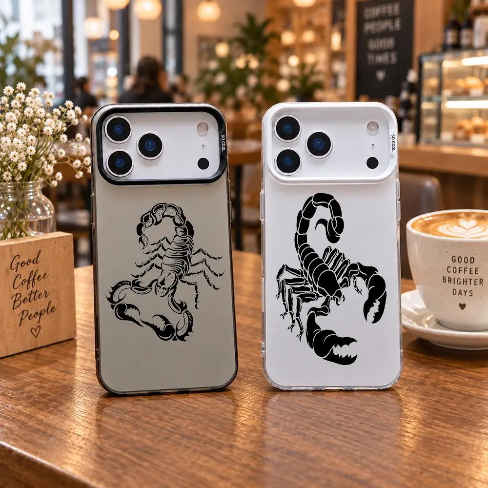 Art Scorpion Phone Case For IPhone 18 17 16 15 14 13 Pro Max Independent Metal Button Electroplating Mobile
