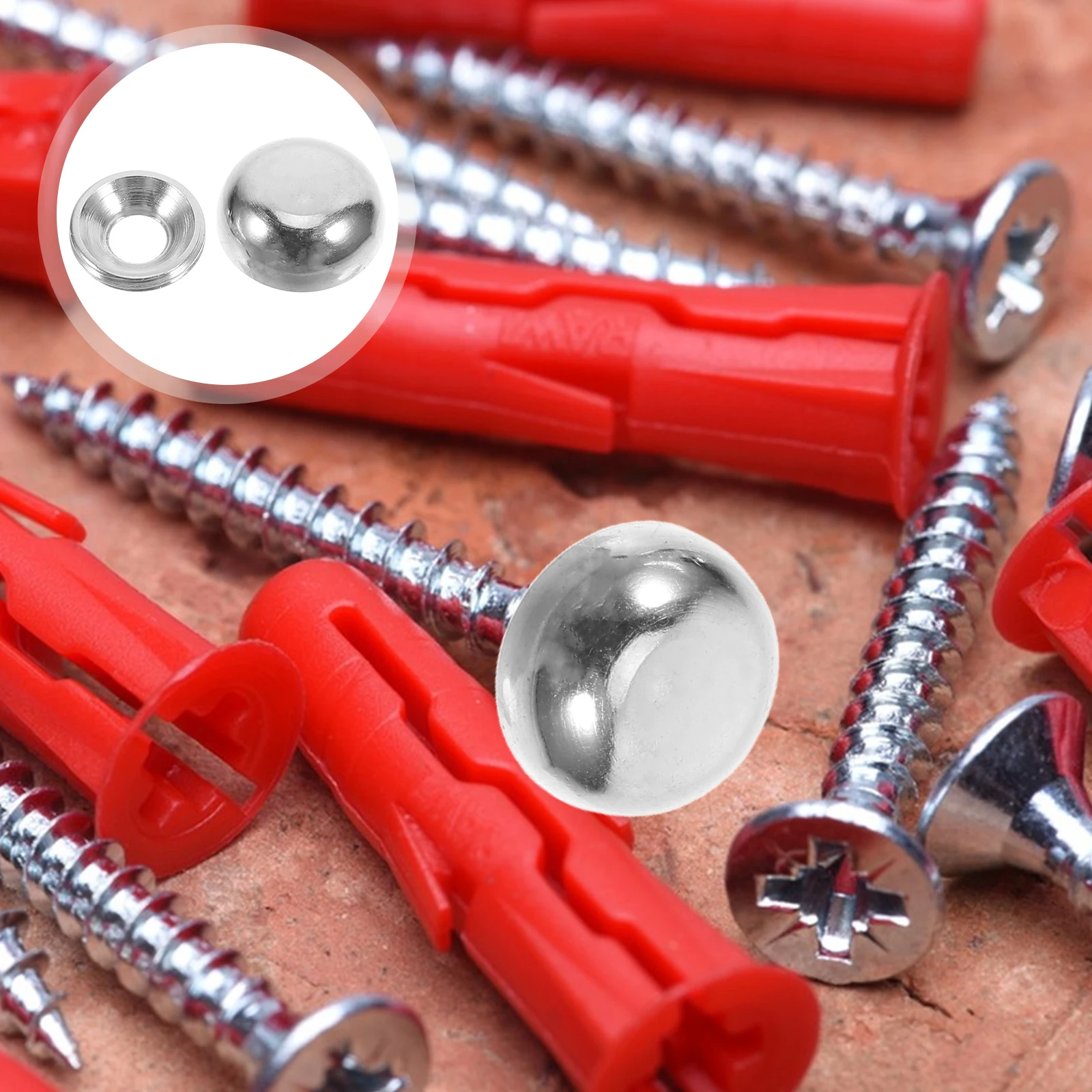 

8pcs Decorative Screw Caps Self Tapping Screws Curved Design Wall Hanging Furniture Fasteners Metal Mirror Screws For Bathroom