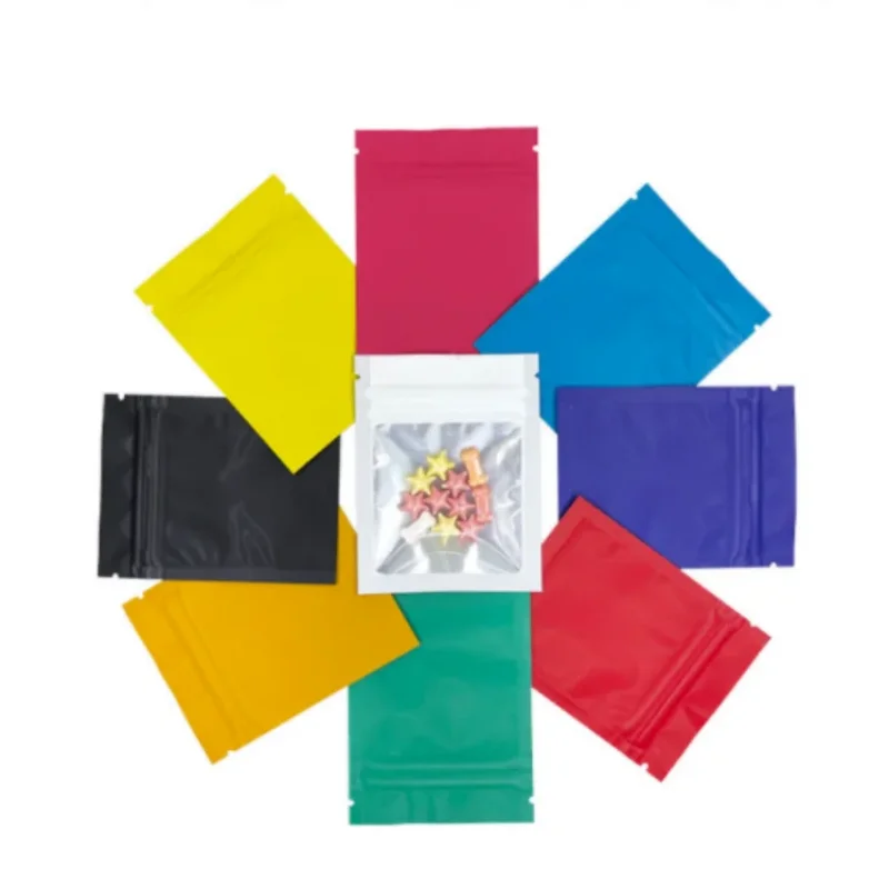 

100PCS 7x9cm Foil Ziplock Matte Aluminum Bags with Clear Window - For Matcha, Snacks, Jewelry, Nail Art, Resealable Pouch