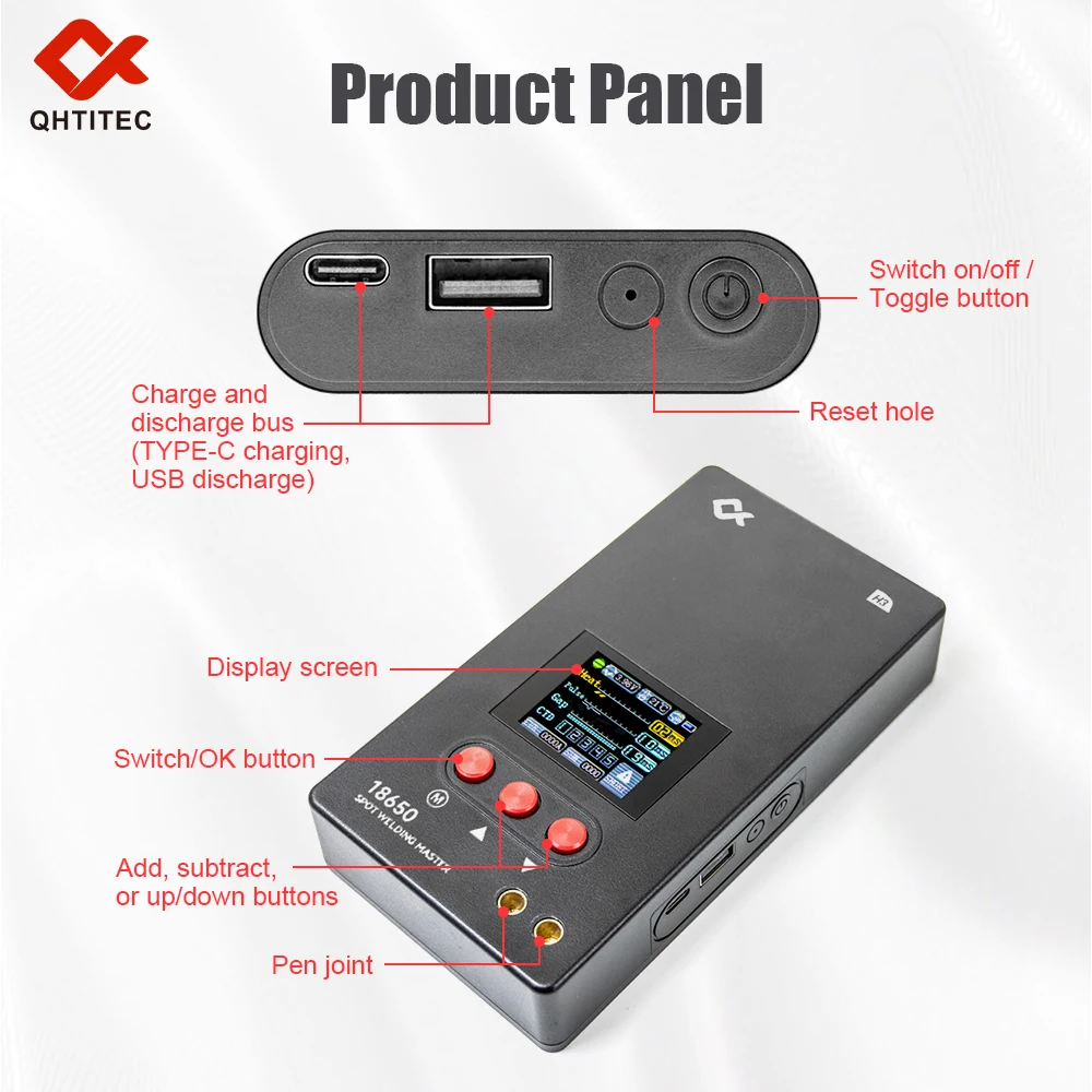 H3 Portable Spot Welder Digital For 18650 Phone Lithium Battery Portable Diy Kit Adjustable Color Display with USB Charge