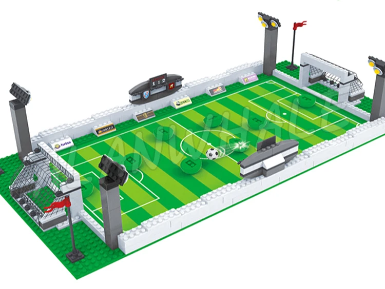 381pcs Sports Table Football Grand Soccer Stadiums Field Kicker Lighting Towers 25690 Building Blocks toys Compatible With Model