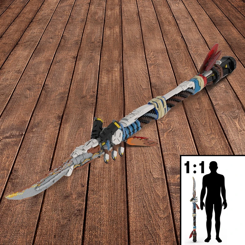 BuildMoc Horizon Champion\'s Spear Building Block Set Forbidden West Aloy Weaponed Arms Bricks Toy For Children Kid Birthday Gift