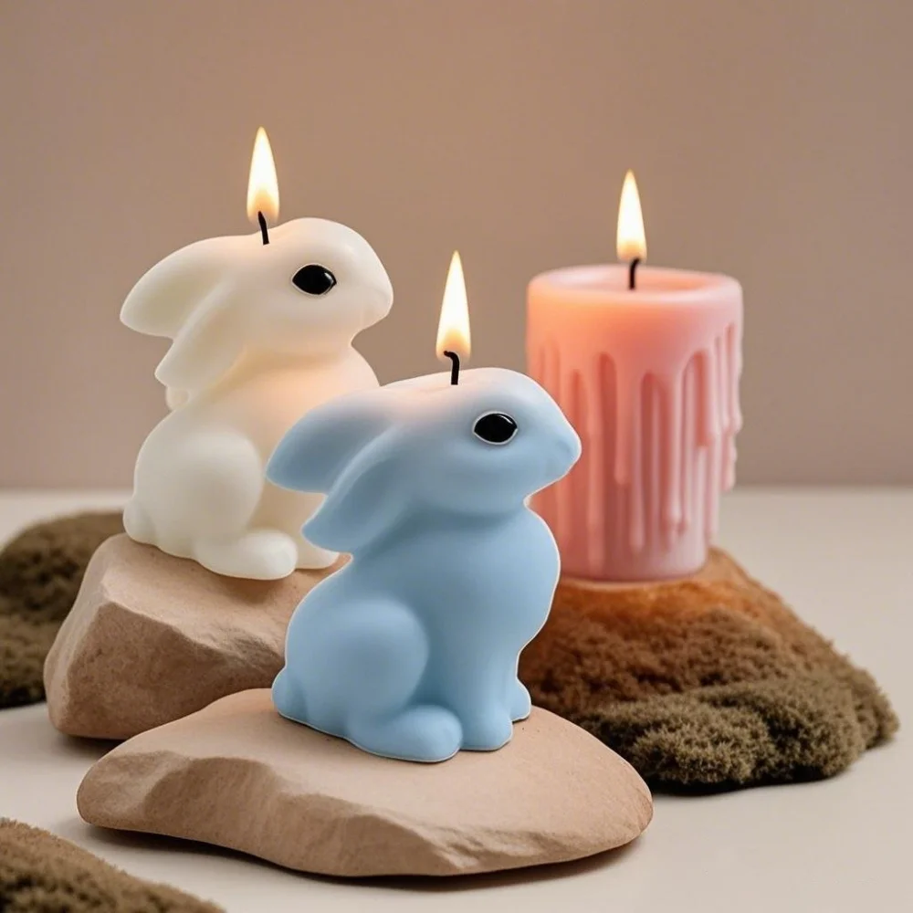 Couple Rabbit Silicone Mold Romantic Easter Candle Mold Diy Candle Making Mold Flexible For Aromatherapy Gift Giving Diy Candle