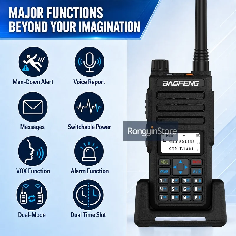 Baofeng DM-1801 DMR Digital Walkie Talkies AES256 Encryption Man Down Alert Dual Time Slot SMS Dual Mode New Version Of DR-1801