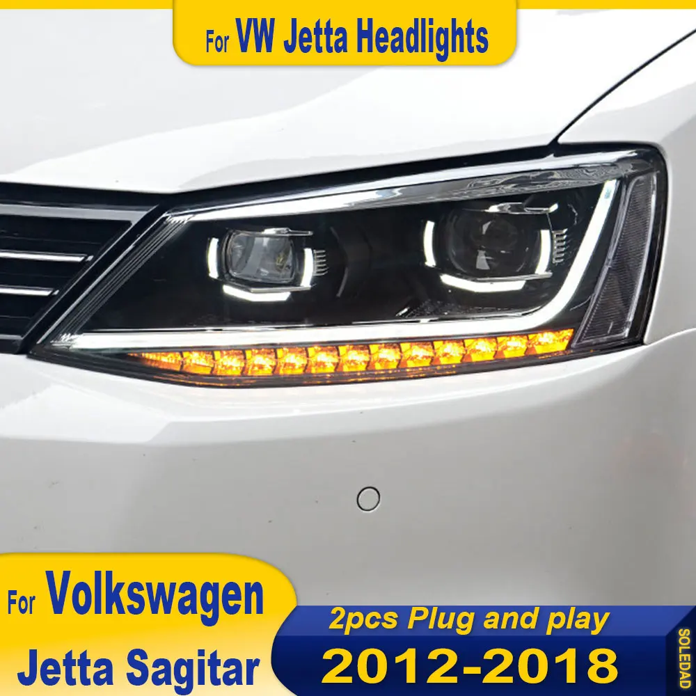 

Пара автомобильных фар для VW Jetta MK6 Sagitar 2012 2013 2014 2015-2018 Jetta, линза проектора Drl, автомобильные аксессуары