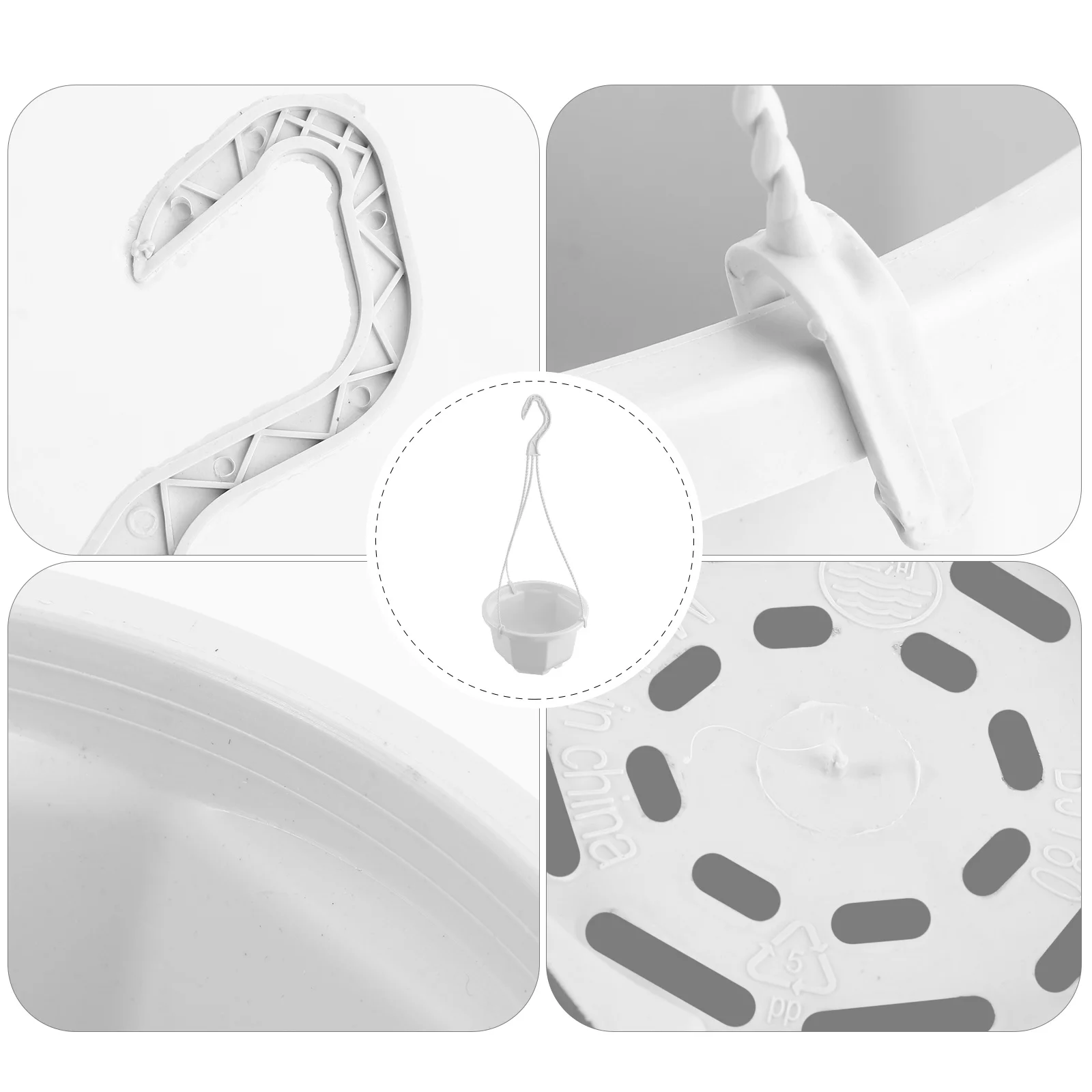 

5pcs Plastic Flower Pots Hanging Plant Holder For Home Office Balcony Garden Durable Thick Wear-Resistant Container