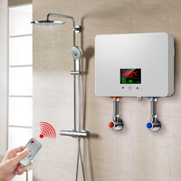 110V 220V Instant Water Heater Bathroom Kitchen Wall Mounted Electric Water Heater LCD Temperature Display with Remote Control
