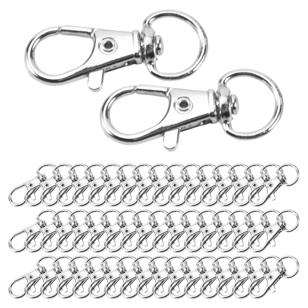 50 قطعة من مشابك الحبل الدوارة من ABQR، خطاف معدني دوار، مشبك مخلب جراد البحر فضي