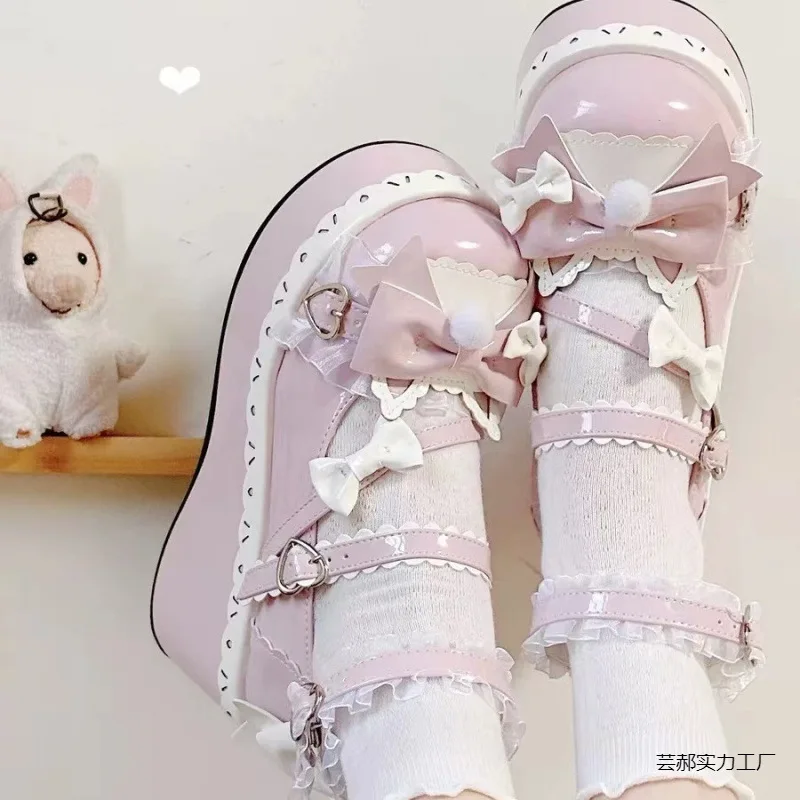 

2025 Hot Seller New Shoes Small Leather Shoes Women Matching Skirt Round Headed Cute Soft Girl Uniform Thick Soled Big Toe Shoes