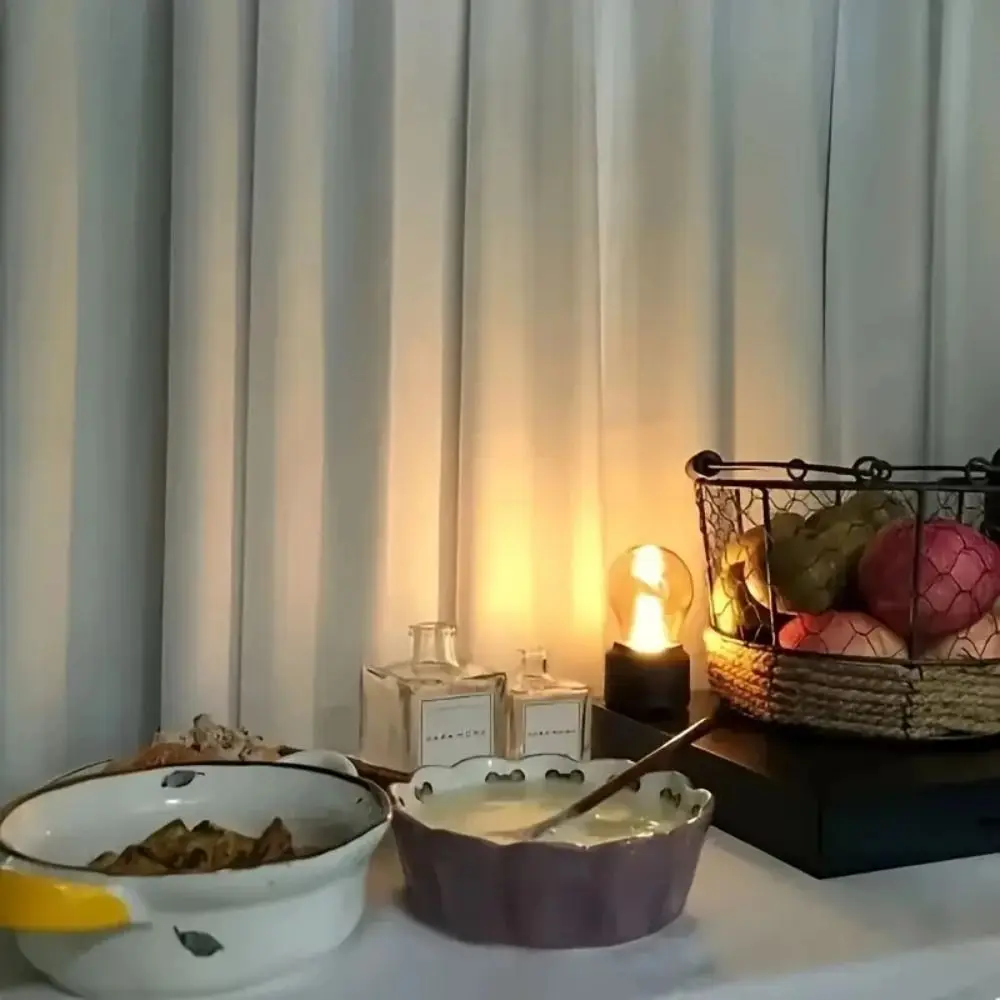 Fashion Glass Lampshade Night Light Cordless Operation Flame Tip Design Bulb Lemp Eye Care Light LED Desk Lamp Table