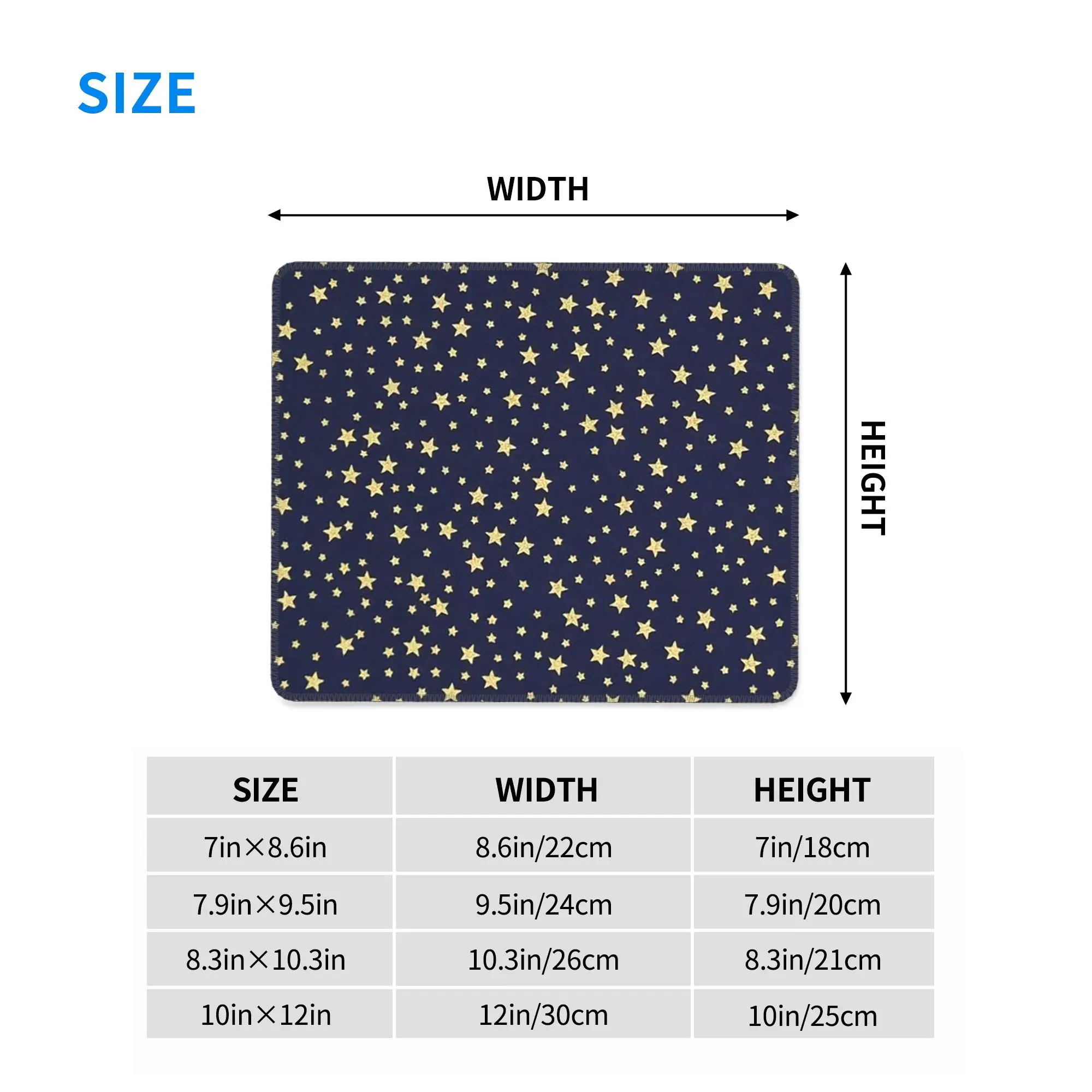 Navy Blue Sky and Stars Print Mouse Pad Computer Keyboard Mouse Mat Gamer PC Laptop Desk Mat Office Accessories Table Mats
