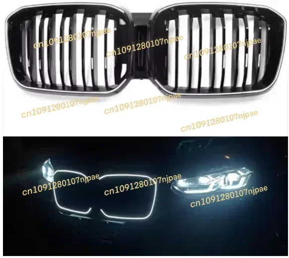 

In Stock Black with light front bumper grille for X3 G01 X4 G02 iX3 G08 X3M X4M 2022-IN bright black double slatted light grille