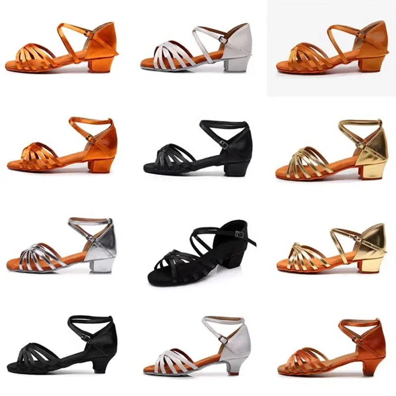 New Latin Dance Shoes EU 24-41 Children Girls Women\'s Tango Low Heels Dance Ladies Jazz Dance Shoes