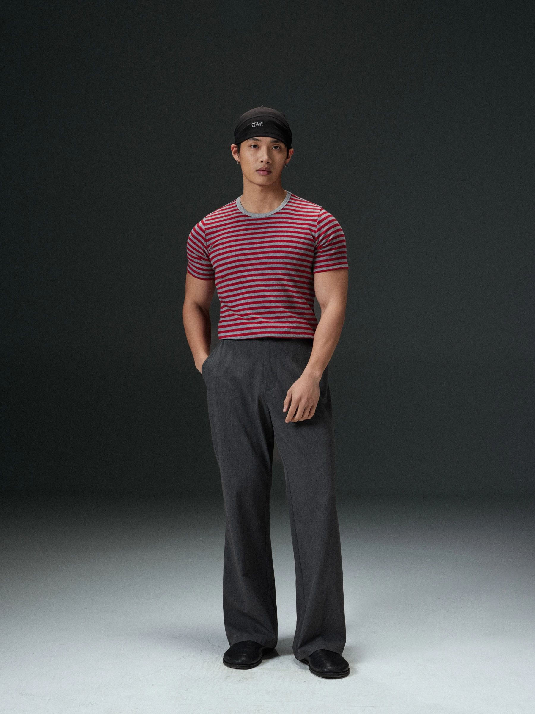 

terglow Мужская футболка Slim Fit с коротким рукавом в полоску, из хлопка и полиэстера, для повседневной носки, с круглым вырезом, весна-лето